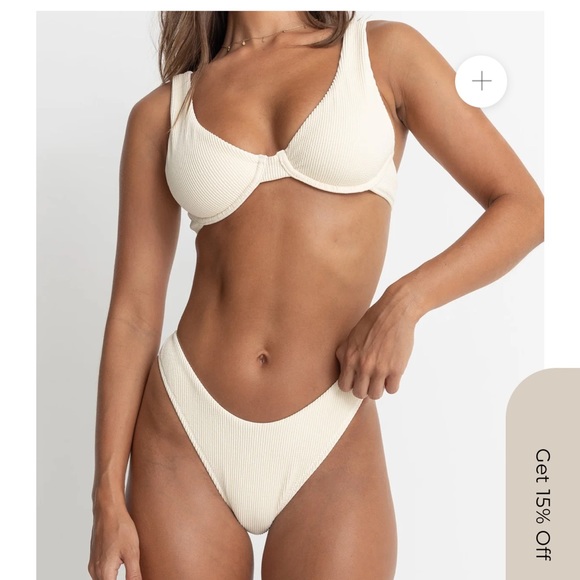 BRAND NEW - NWT Rhythm. Essential Rib Underwire Top in Crème - Picture 3 of 5